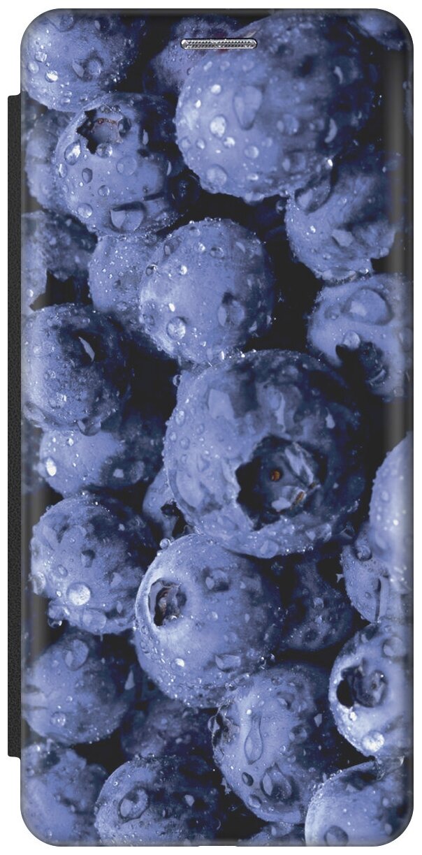 Чехол-книжка на Apple iPhone SE / 5s / 5 / Эпл Айфон 5 / 5с / СЕ с рисунком "Черника" черный