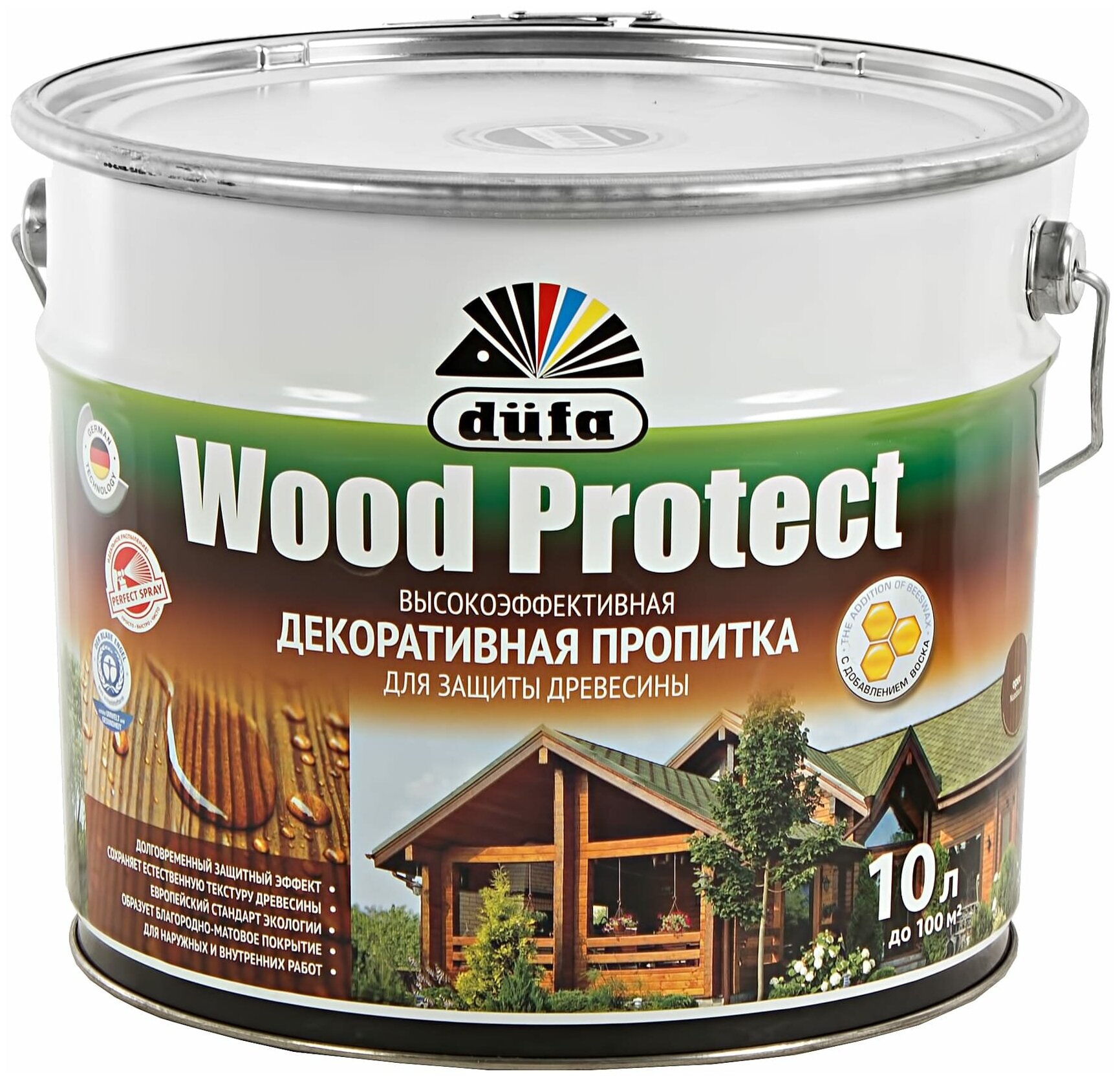 Водозащитная пропитка Dufa Wood Protect, 14 кг, 10 л, орех