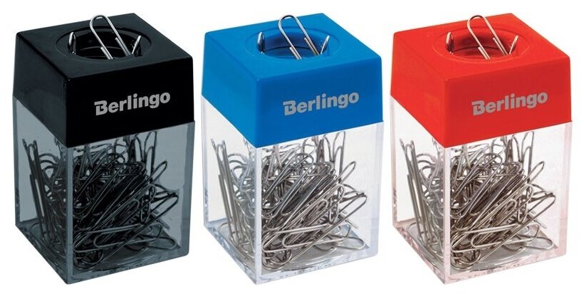 Скрепочница магнитная Berlingo, без скрепок, ассорти, картонная коробка 137218