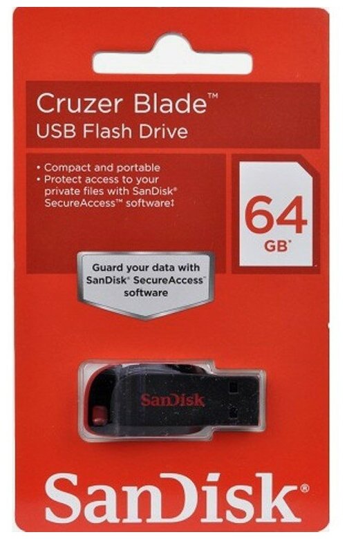 Флеш-накопитель USB 64GB SanDisk Cruzer Blade чёрный - фотография № 6