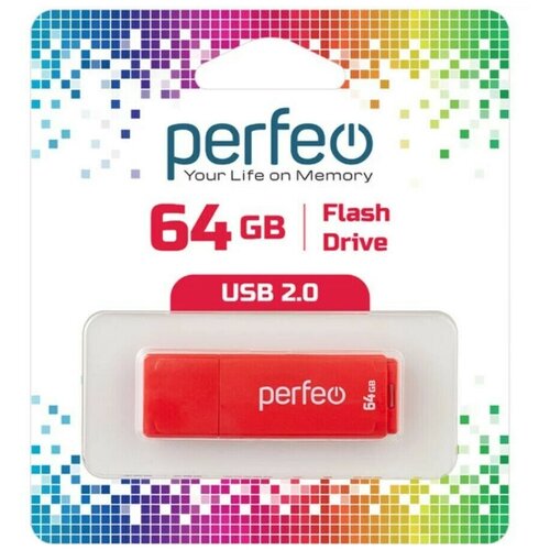 USB Флеш-накопитель USB накопитель Perfeo 64GB C04 Red