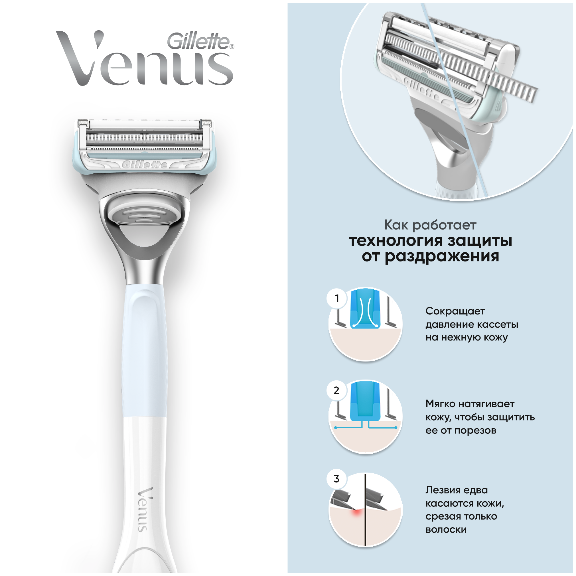 Кассеты сменные для безопасных бритв Venus Satin Care Gillette/Жиллетт 4шт Procter & Gamble Manufacturing GmbH - фото №4