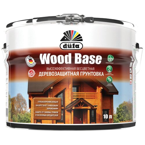 Грунтовка с биоцидом Dufa Wood Base бесцветная 10 л Н0000005999 грунт с биоцидом wood base бесцветный 1 л