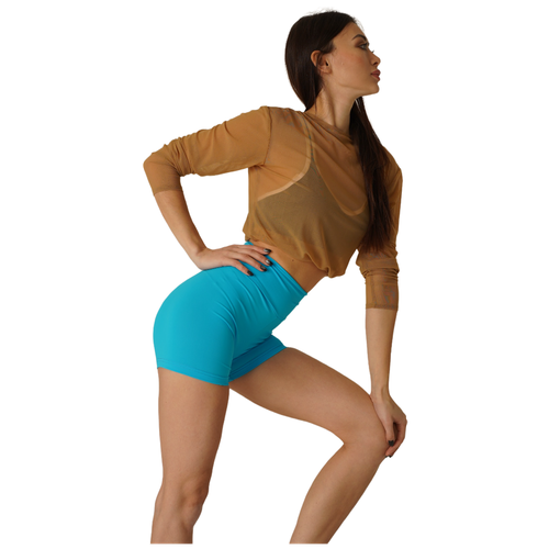 фото Песочный кроп-топ из мягкой стрейтч-сетки body fit, песочный топ спортивный женский для фитнеса с длинными рукавами kseniaesm_fitwear