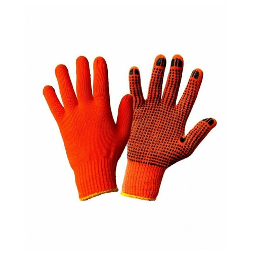 перчатки акриловые утепленные точка оранжевые Перчатки Акриловые утепленные с начесом с ПВХ, Точка, оранжевые, 10 пар.