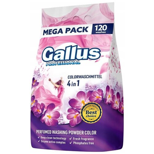 GALLUS Порошок парфюмированный 4 в 1 6,6 кг пакет 120 стирок( цветной)