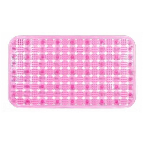 Коврик для ванной противоскользящий. Коврик массажный прямоугольный на присосках, 67х36 см, розовый прозрачный