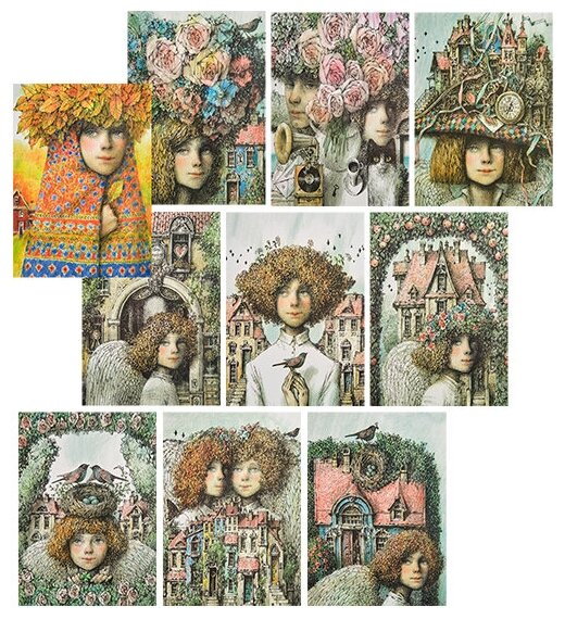 Набор из 10 почтовых открыток Ангелы -2 А. Наливкина ANG-1645 113-505679
