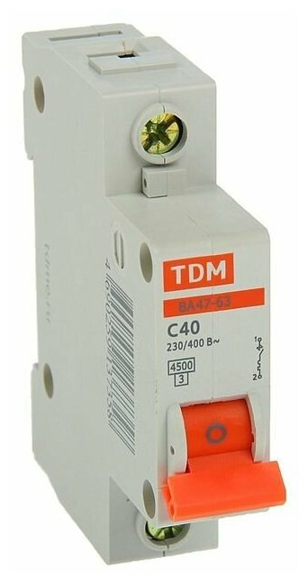 Автоматический выключатель TDM 1P 40А C 4.5кА ВA 47-63 - фотография № 3