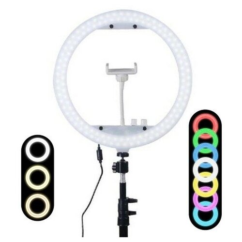 Кольцевая селфи лампа селфи лампа RL 13 RGB селфи лампа 33 см кольцевая лампа цветная для фото видео съемки с держателем для смартфона штатив 210см в подарок 145000₽