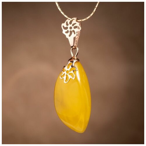 Подвеска Amberprofi, желтое золото, 585 проба, янтарь граненая винтажная брошь из натурального медового янтаря