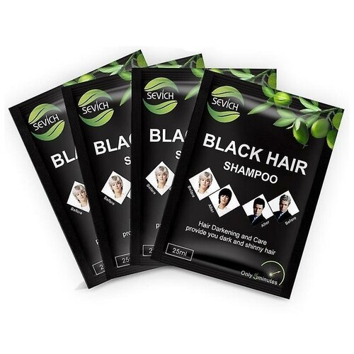 Sevich Красящий шампунь(черный) для седых волос, 10шт. х25 г