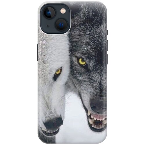 Силиконовый чехол на Apple iPhone 14 / Эпл Айфон 14 с рисунком Два волка