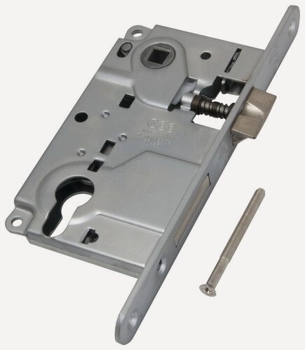 Изображение товара Замок межкомнатный AGB под цилиндр CENTRO B01025.50.06 ригель+защёлка (никель)