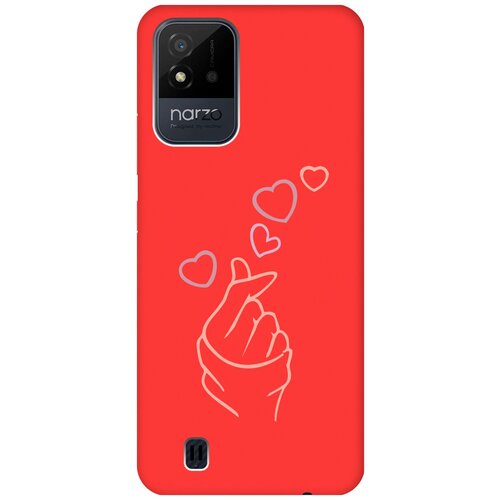 Силиконовый чехол на Realme narzo 50i, Рилми Нарзо 50и Silky Touch Premium с принтом K-Heart красный матовый soft touch силиконовый чехол на realme narzo 50i рилми нарзо 50и с 3d принтом raccon in a hollow черный