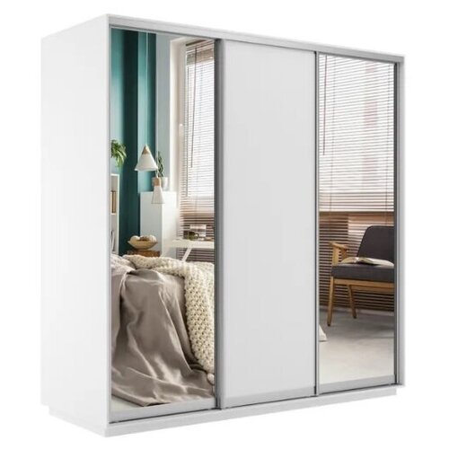 Шкаф-купе 3 дверный Express 180х220х60 см 2 зеркальные двери Белый