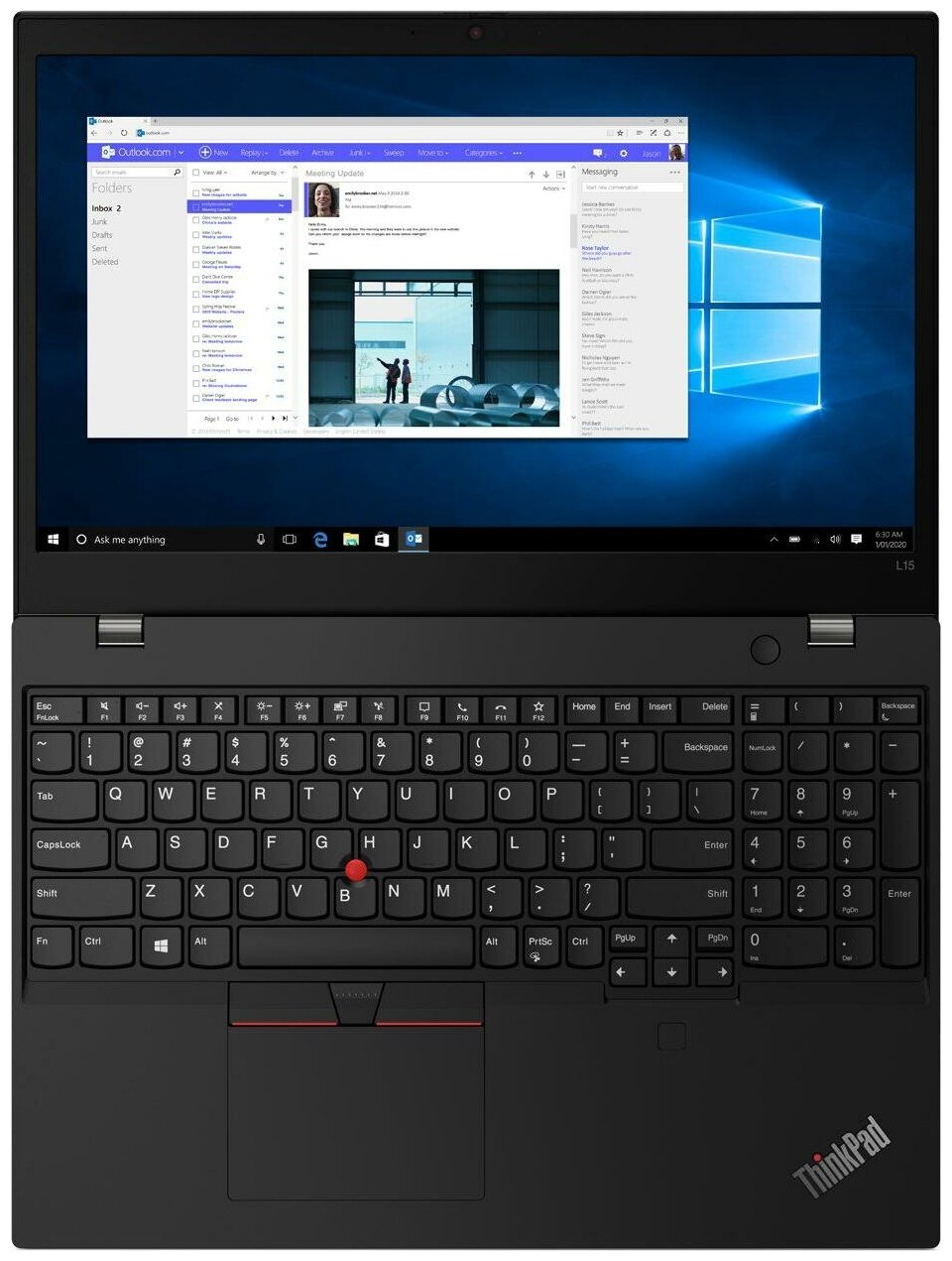 ThinkPad L15 G1 T 156 HD 1366x768 i5-10210U 8GB DDR4 3200 SODIMM 256GB SSD M2 Intel UHD WiFI BT NoWWAN TPM2 HD Cam 65W USB-C 3cel