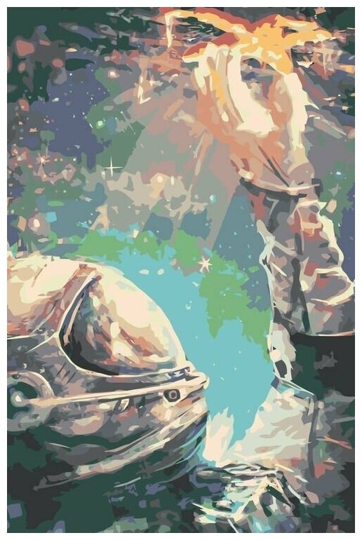Картина по номерам на холсте на подрамнике ЖПН "Космонавт", Раскраска 40x60 см, Космос