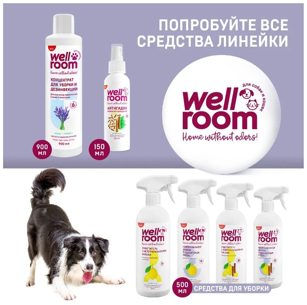 Универсальный антибактериальный шампунь для кошек и собак с хлоргексидином Wellroom 1 литр - фотография № 9