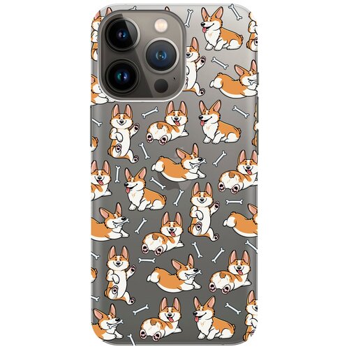 Силиконовый чехол на Apple iPhone 14 Pro / Эпл Айфон 14 Про с рисунком Corgi Pattern силиконовый чехол на apple iphone 14 pro эпл айфон 14 про с рисунком corgi pattern soft touch мятный