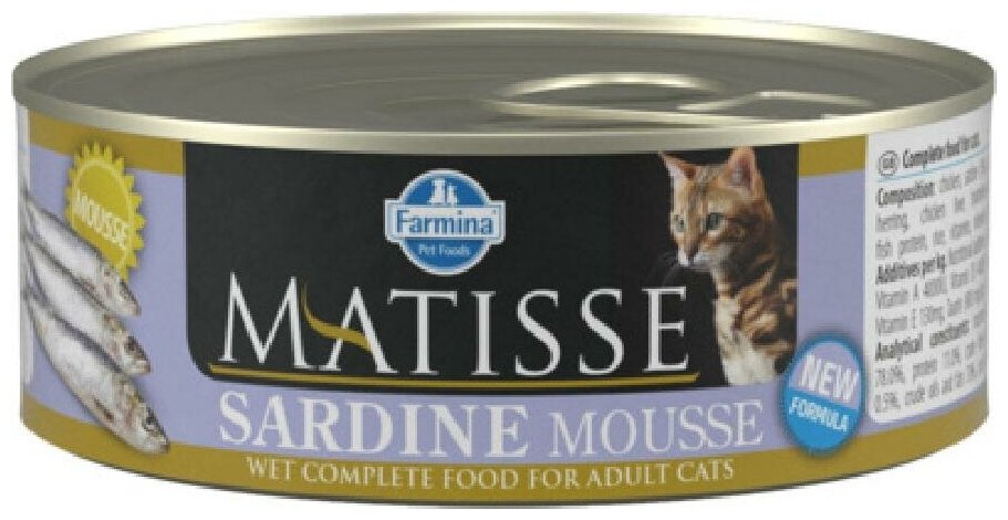 FARMINA Консервы мусс для кошек MATISSE CAT MOUSSE LINE сардина 5766 | Matisse Cat Mousse Line Sardine 0085 кг 41121 (2 шт)