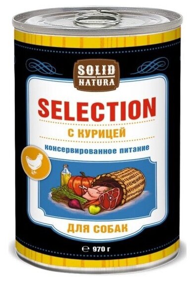 Корм влажный Solid Natura Selection Курица для собак  970 г