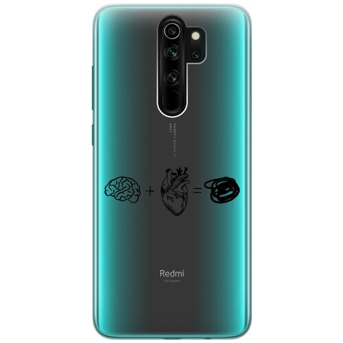 Силиконовый чехол на Xiaomi Redmi Note 8 Pro, Сяоми Редми Ноут 8 Про с 3D принтом Brain Plus Heart прозрачный матовый soft touch силиконовый чехол на xiaomi redmi note 8 pro сяоми редми ноут 8 про с 3d принтом brain plus heart w черный