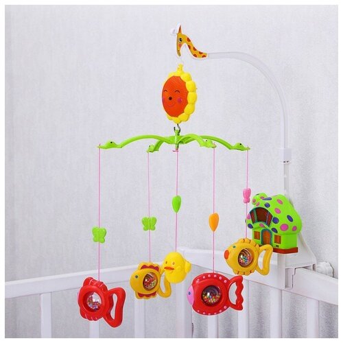 Мобиль музыкальный Пряничный Домик Рыбки заводной 1498₽