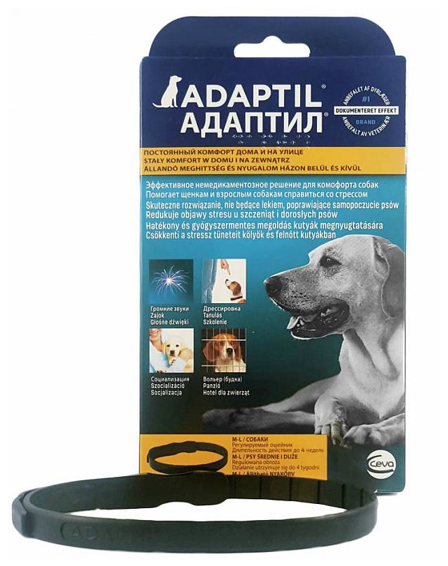 Ceva Ошейник Адаптил для собак средних и крупных пород для коррекции поведения размер ML (62,5 см) 42457УТ-036119 0,03 кг 38423 (1 шт)
