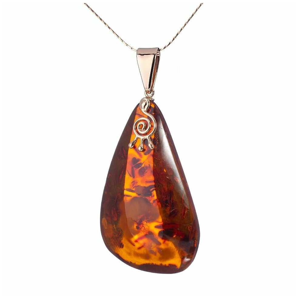 Подвеска Amberprofi, серебро, 925 проба, золочение, янтарь