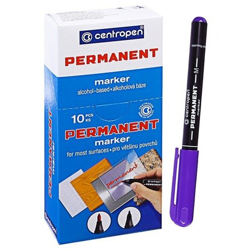 Маркер перманентный 2.0 мм Centropen 2846, линия 1 мм, цвет фиолетовый(10 шт.)
