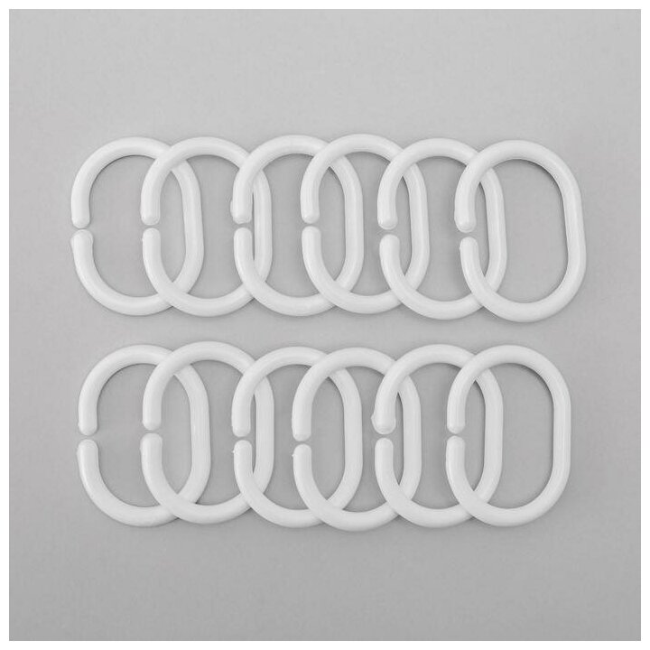 фото Набор колец для штор в ванную, пластик, 12 шт, цвет белый