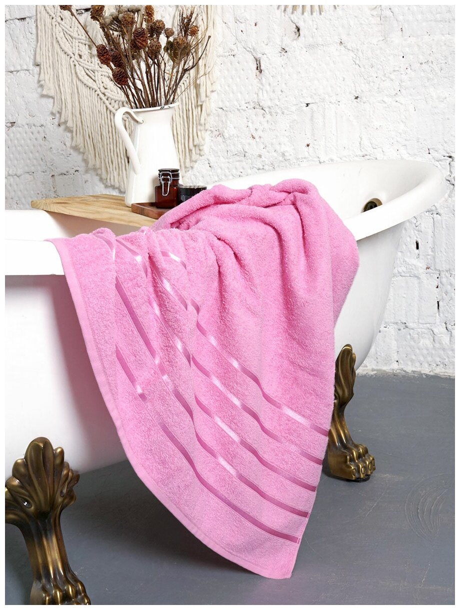 Полотенце банное Safia Orion 1 штука 100х150 см, цвет Розовый - фотография № 1