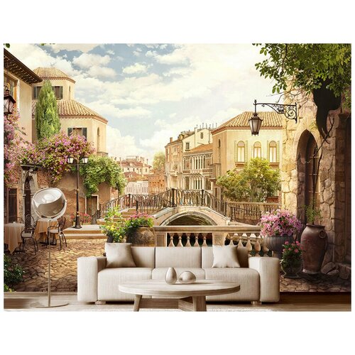 Фотообои на стену флизелиновые Модный Дом Красивая улочка в Италии 350x250 см (ШxВ), фотообои город