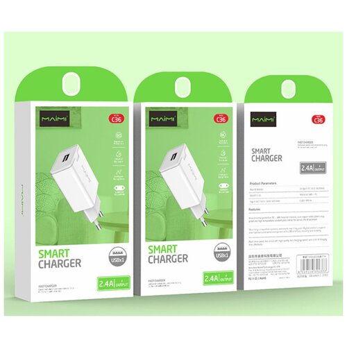 Зарядное устройство MAIMI C36 1USB 2,4A, белый
