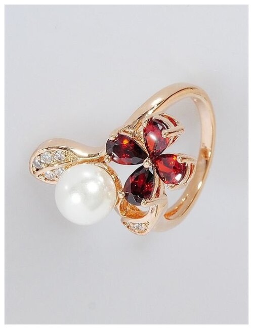 Кольцо помолвочное Lotus Jewelry, жемчуг Swarovski синтетический, размер 20, белый