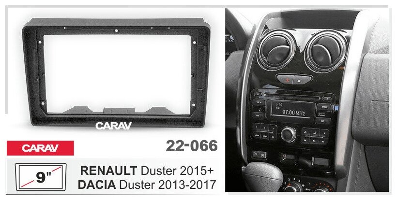 Переходная рамка 9" Android для а/м RENAULT Duster 2015+ / LADA Largus 2021+ CARAV 22-066