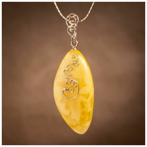 Подвеска Amberprofi, желтое золото, 585 проба, янтарь роскошные бусы шайбы из натурального пейзажного и лимонного янтаря