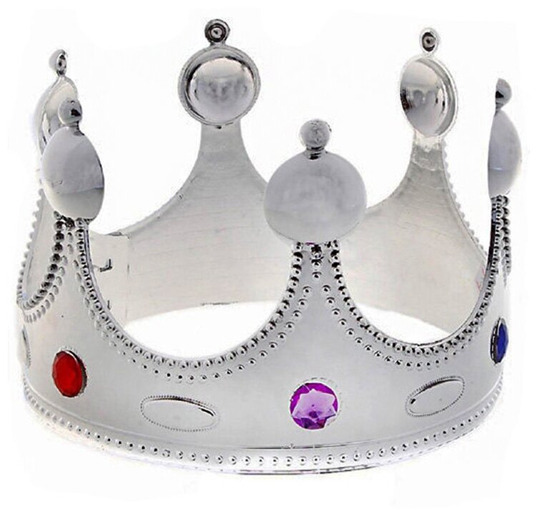 Корона королевская карнавальная пластик узор шары серебро
