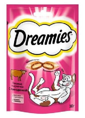 Dreamies Лакомые подушечки для кошек с говядиной 7551 0,03 кг 22967 (2 шт)