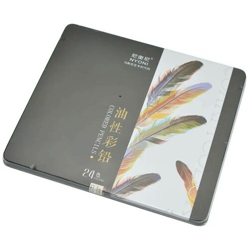 Карандаши цветные 24 цвета Nyoni художественные в металлическом пенале.