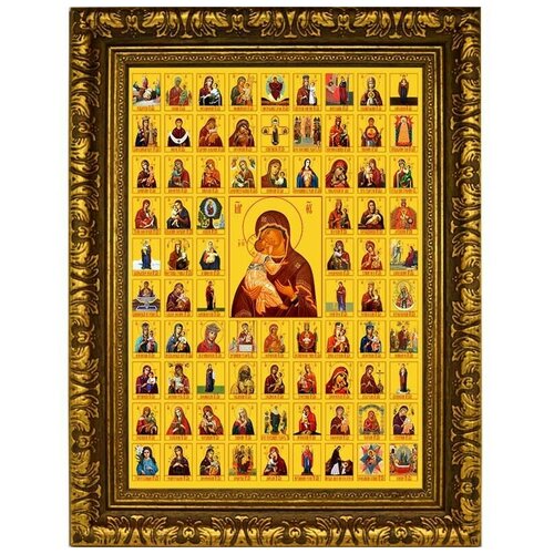 Собор Богородичных икон. Икона на холсте. икона собор богородичных икон с красной рамкой арт дми 034 2