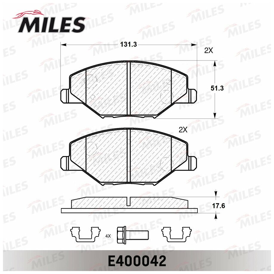 Комплект тормозных колодок MILES E400042 для Skoda Fabia II