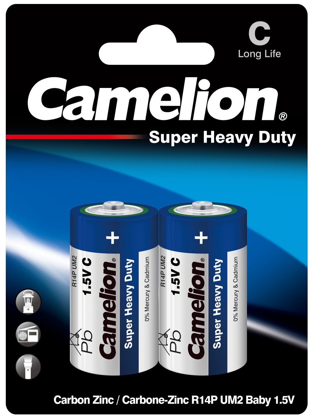 Батарейка 15В емкость 3800мА*ч Camelion R14 Blue BL-2