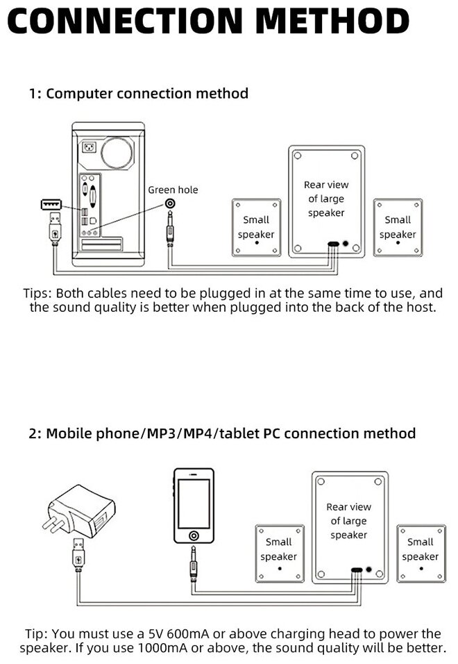 Портативные ПК мини-колонки MBRIDGE D-221 с басом 9D с кабелями USB и 3.5 мм