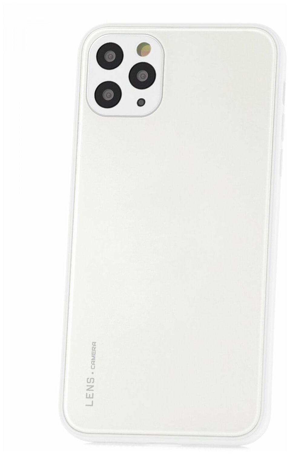 Чехол для iPhone 11 Pro Max Kruche Liquid glass White, противоударный стеклянный кейс, силиконовый бампер, пластиковая накладка, защита камеры