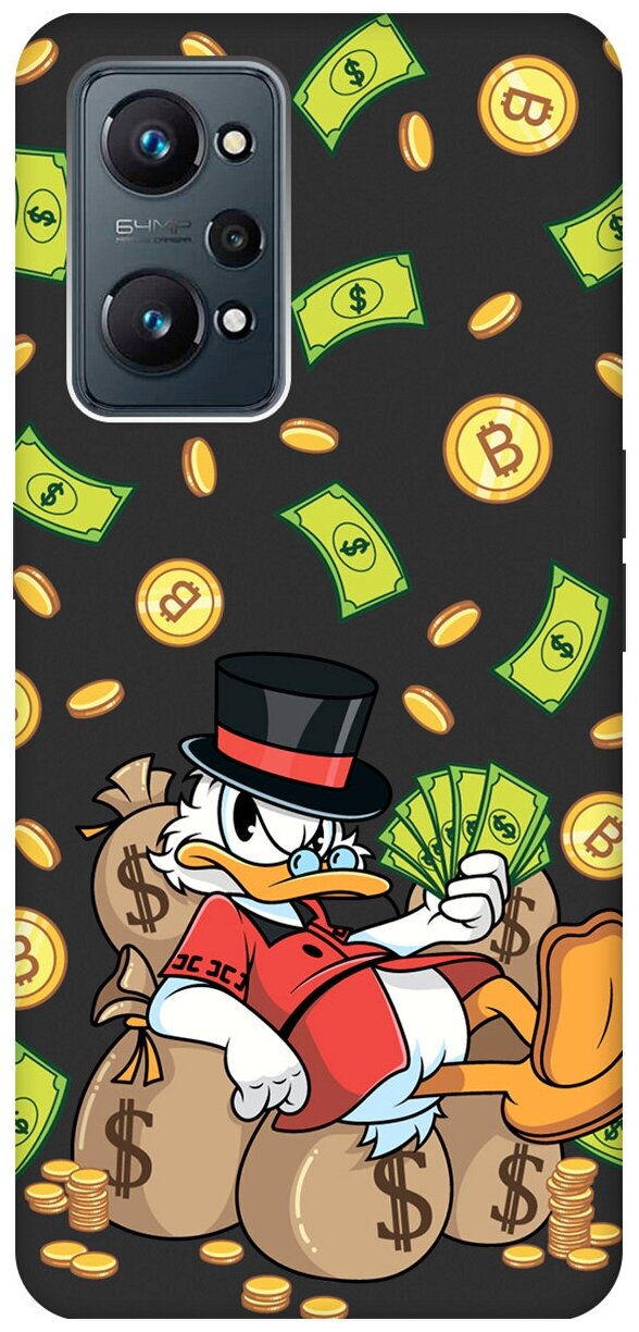 Матовый чехол Rich Scrooge для Realme GT Neo 2 / Рилми ГТ Нео 2 с 3D эффектом черный