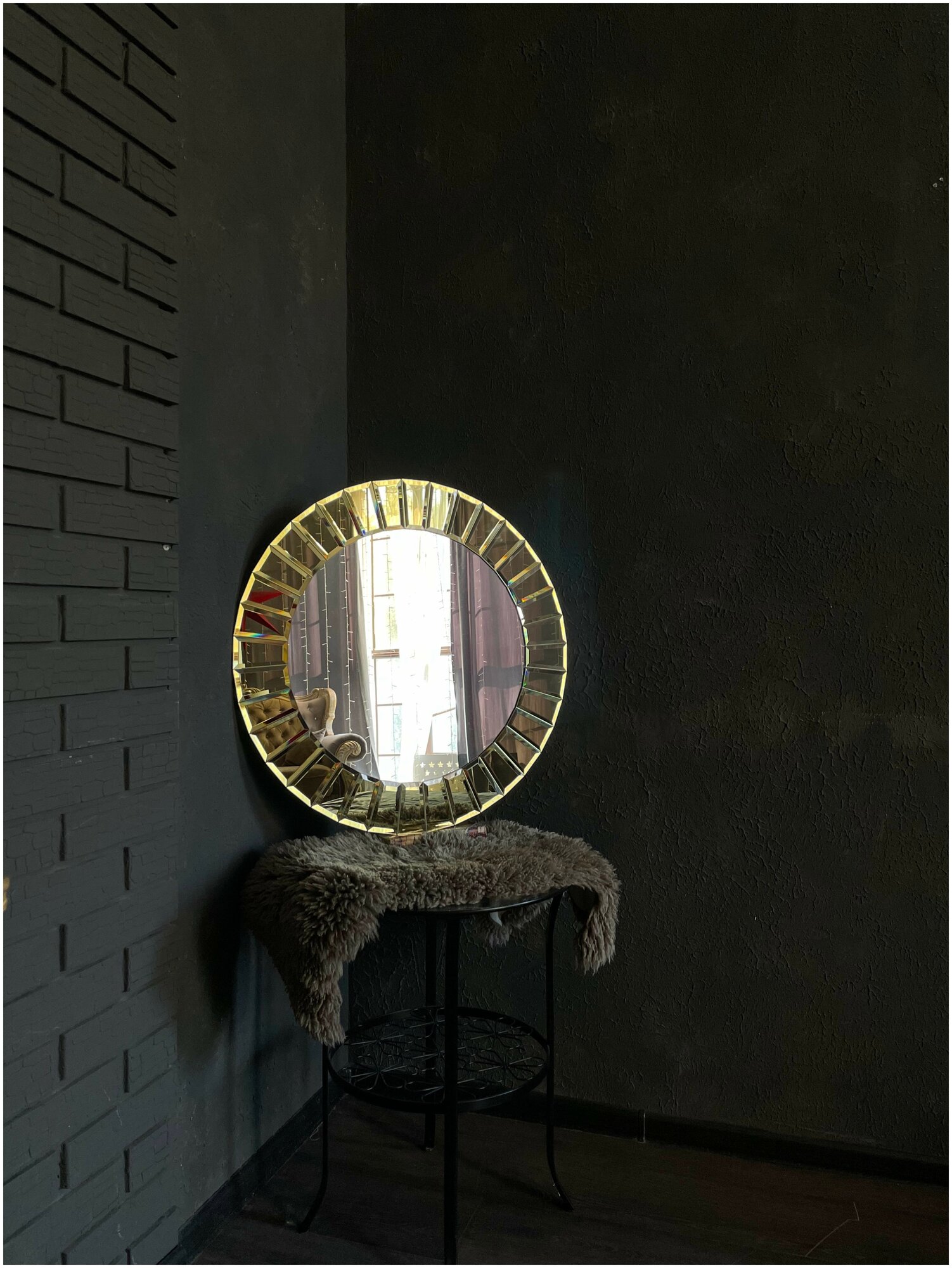 Зеркало Мир стекла и зеркал Аура золотая круглое 70 см - фотография № 9