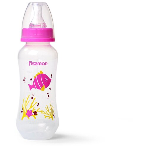 фото Fissman бутылочка пластиковая 240 мл 6878\6879\6880, с рождения, розовый