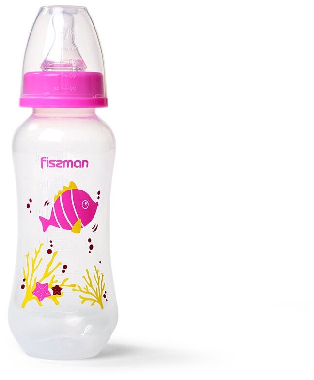 Бутылочка для кормления Fissman 240 мл, цвет розовый, пластик (6879)